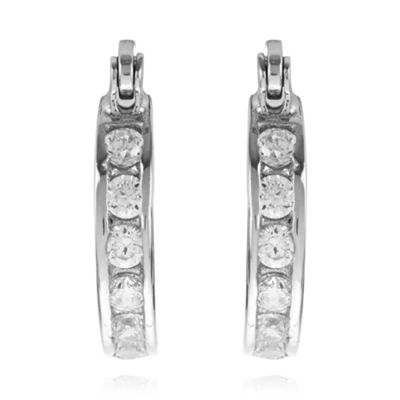 Sterling silver stone embellished mini hoop earrings